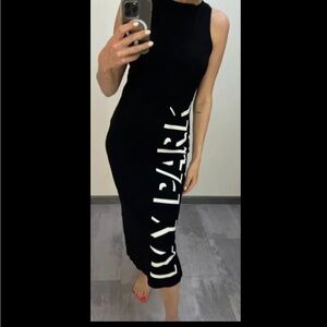 Ivy Park Black Logo Maxi Bodycon Dress Size Large